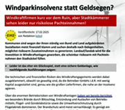 Windparkinsolvenz statt Geldsegen?